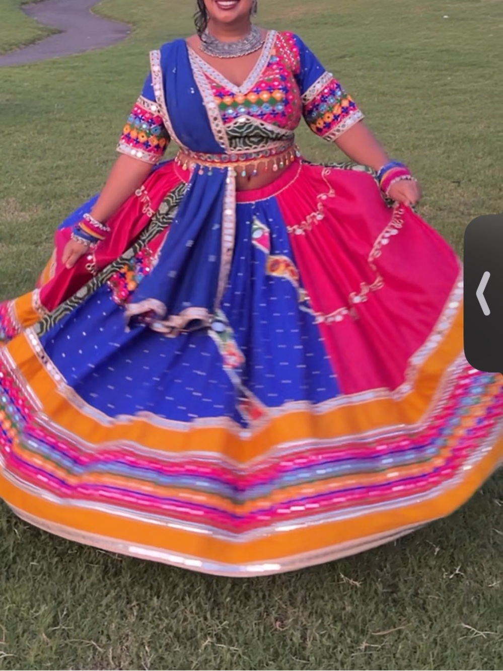 Vibrant Blue & Pink Traditional Womenβs Skirt